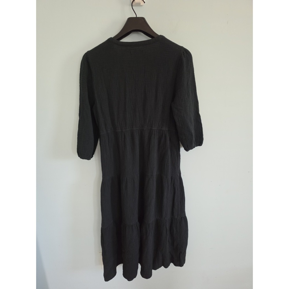 Marine Layer Willow Double Cloth Midi Boho Vacation Dress Black Large - Picture 4 of 6